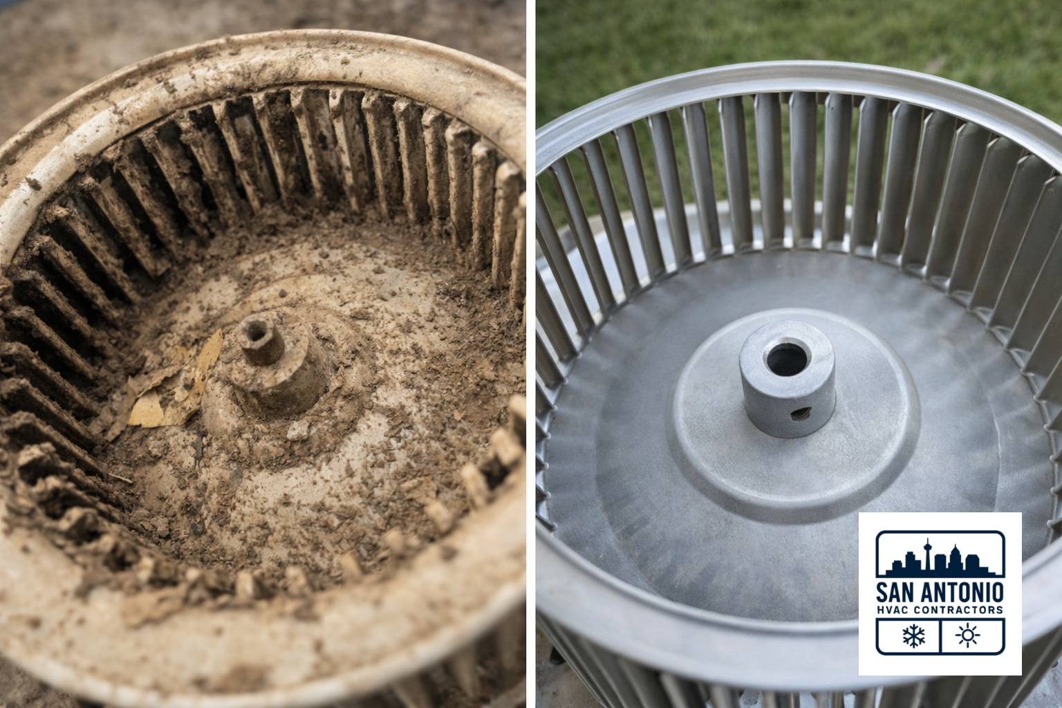 Clean blower motor in HVAC system